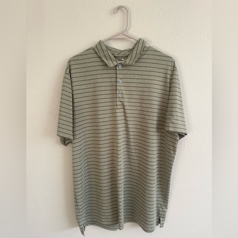 Puma Gray Striped Polo Shirt